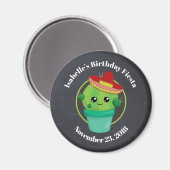 Aimant Cute Cactus dans un Sombrero Anniversaire Enregist (Recto/Verso)