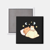 Aimant Cute Capybara Kawaii Sleep Pajamas Sleepybara Cat  (Recto/Verso)