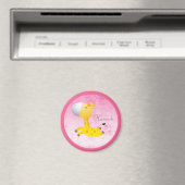 Aimant Cute Cartoon Giraffe Rose Personnalisé (In Situ (Lave-vaisselle))