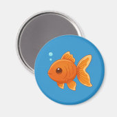 Aimant Cute Cartoon Goldfish on Blue (Recto/Verso)