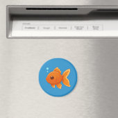 Aimant Cute Cartoon Goldfish on Blue (In Situ (Lave-vaisselle))