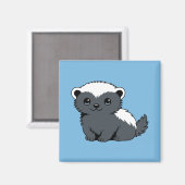 Aimant Cute Cartoon Honey Badger on Blue (Recto/Verso)