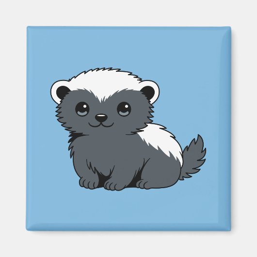 Aimant Cute Cartoon Honey Badger on Blue (Devant)
