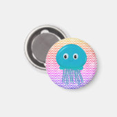 Aimant Cute Cartoon Jellyfish Dans Océan Coloré (Recto/Verso)