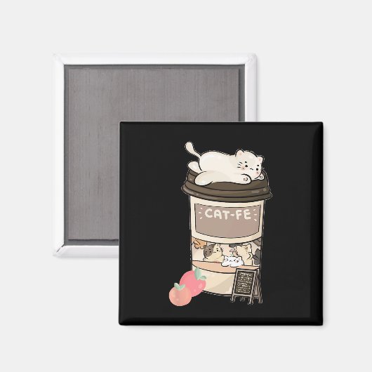 Aimant Cute Cat Café (Recto/Verso)