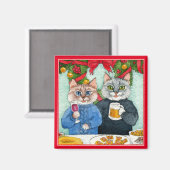 Aimant Cute Cat Christmas party (Recto/Verso)