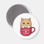 Aimant Cute Cat in Coffee Mug Custom Text (Recto/Verso)