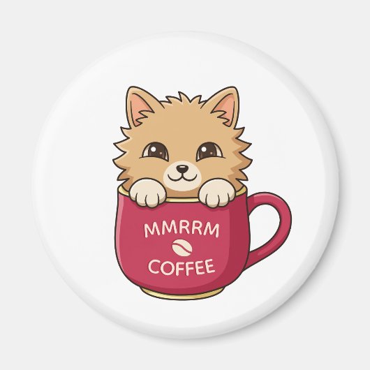 Aimant Cute Cat in Coffee Mug Custom Text (Devant)