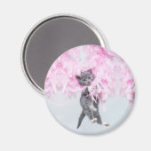 Aimant Cute Cat rose plume (Recto/Verso)