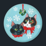 Aimant Cute cats, mistletoe Christmas winter snow<br><div class="desc">These cute cats are perfect for Christmas or all winter long.  This image is also available on other products in my Zazzle store.</div>
