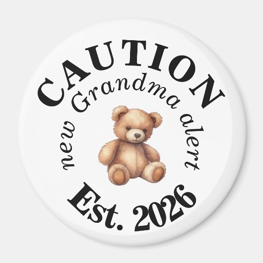 Aimant Cute CAUTION new Grandma alert (Devant)