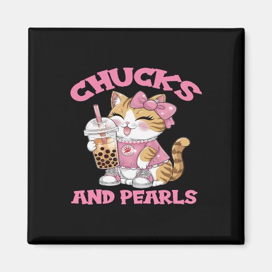 Aimant Cute Chat Boire Bubble Thé Kitten Lover (Devant)