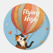 Aimant Cute Chat Hot Air Balloon Whimsical Art (Devant)
