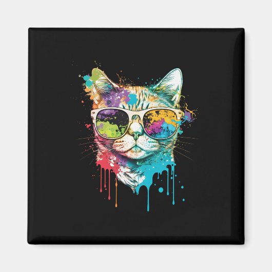 Aimant Cute chat Motif Pop Art Chat (Devant)