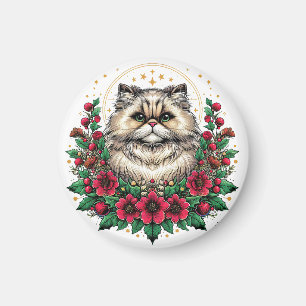 Aimant Cute Chat Perse, Chatte Perse Floral