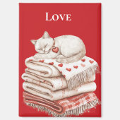 Aimant Cute chat sur couvertures (Recto)