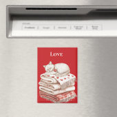 Aimant Cute chat sur couvertures (In Situ (Lave-vaisselle))