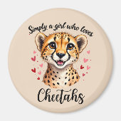Aimant Cute Cheetah Lover Faune Art avec accents de coeur (Devant)