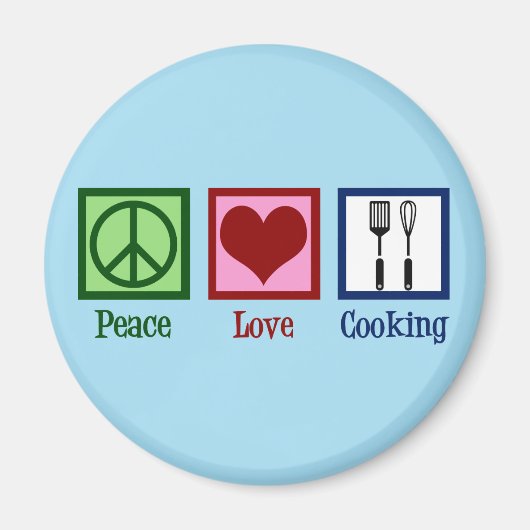 Aimant Cute Chef Peace Love Cuisine Ustensiles (Devant)