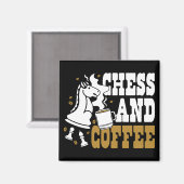 Aimant Cute Chess and Coffee Chess Lover Knight Art (Recto/Verso)