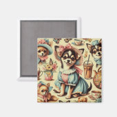 Aimant Cute Chihuahua Peinture Chiot (Recto/Verso)