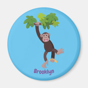 Aimant Cute chimpanzee in jungle hanging cartoon