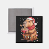 Aimant Cute Christmas Capybara With Ramen Bowl Holiday Te (Recto/Verso)