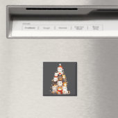 Aimant Cute Christmas Cats Tree Lights Holiday Kittens Il (In Situ (Lave-vaisselle))