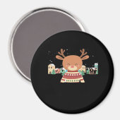 Aimant Cute Christmas Deer Minimal Design  (Recto/Verso)