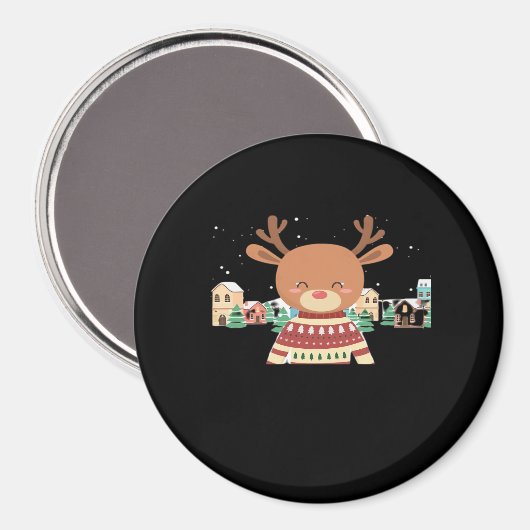 Aimant Cute Christmas Deer Minimal Design  (Recto/Verso)