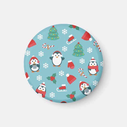 Aimant Cute Christmas Penguins Pattern (Devant)