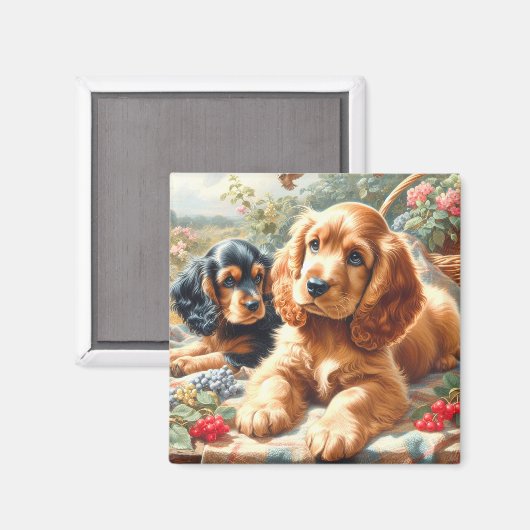 Aimant Cute Cocker Peinture Espagnole (Recto/Verso)