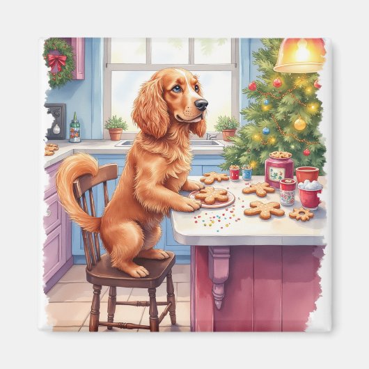 Aimant Cute Cocker Spaniel Gingerbread Baking Christmas (Devant)