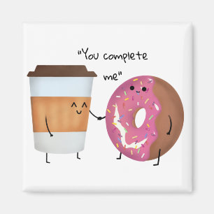 Aimant Cute Coffee and Donut Complete Couple