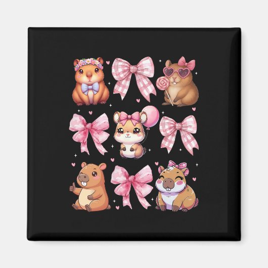 Aimant Cute Coquette Bow Capyra Pyjamas Pjs Vêtements Fil (Devant)