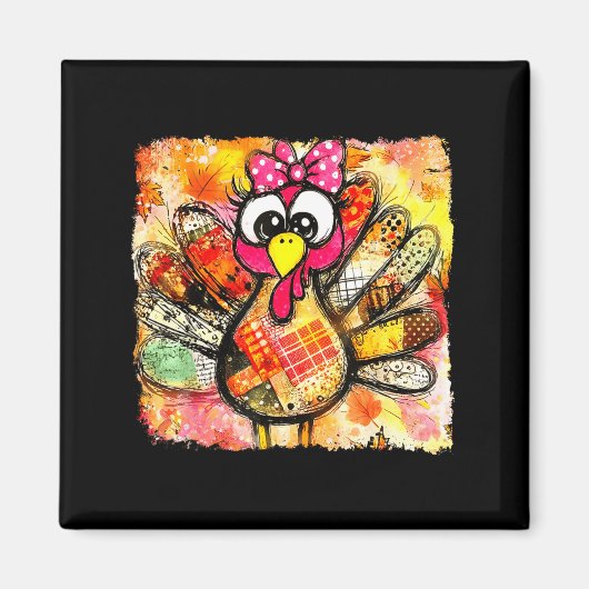 Aimant Cute Coquette Bow Patchwork Autumn Fall Thanksgivi (Devant)