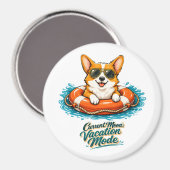 Aimant Cute Corgi "Vacation Mode" Summer Design (Recto/Verso)
