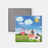 Aimant Cute Cow Cartoon (Recto/Verso)