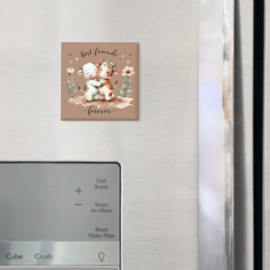 Aimant Cute Cow Meilleurs amis Hug Floral Art