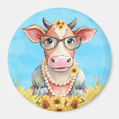 Aimant Cute Cow Sunflowers (Devant)