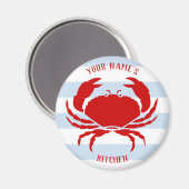 Aimant Cute crabe côtier avec votre nom plage nautique (Recto/Verso)