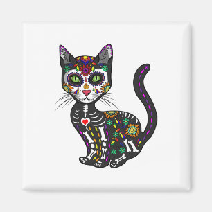 Aimant Cute Crâne Sucre Mexicaine Chat Halloween Jour De