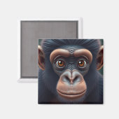 Aimant Cute Crazy Funny Chimpanzé Anime Portrait (Recto/Verso)