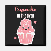 Aimant Cute Cupcake In The Oven Gender Reveal Baby Girl (Devant)