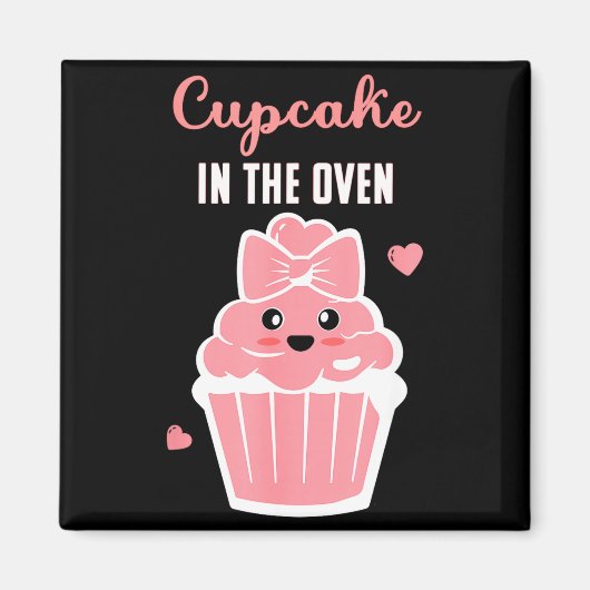 Aimant Cute Cupcake In The Oven Gender Reveal Baby Girl (Devant)