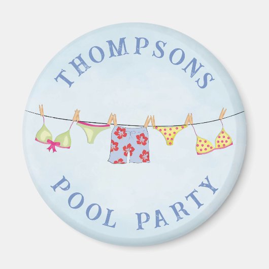 Aimant Cute Custom Family Whimsical Pool Party (Devant)