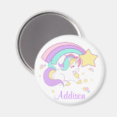 Aimant Cute Custom Personalized Magical Rainbow Unicorn (Recto/Verso)