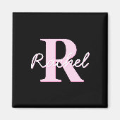 Aimant Cute Customizable Monogram | Light Pink & Black (Devant)