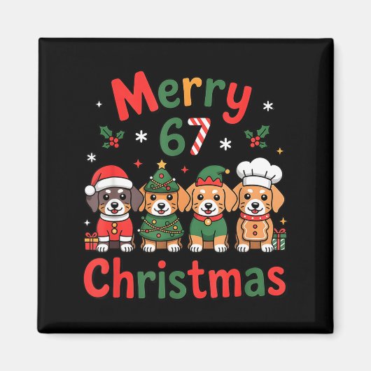Aimant Cute Dachshund Christmas Design Funny Holiday Dog  (Devant)
