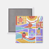 Aimant Cute Dancing Fruits Retro (Recto/Verso)